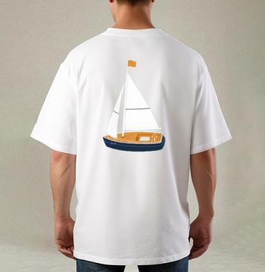 Yacht (Живая Азбука), Футболка / Мужская / Оверсайз / С принтом на спине