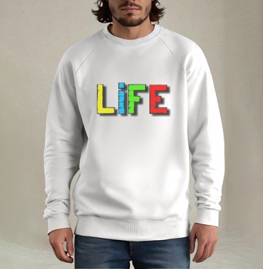 Яркое граффити LIFE — вдохновение и энергия жизни, Свитшот мужской белый