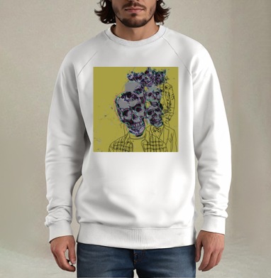 hipster skulls / Хипстерские черепа, Свитшот мужской белый