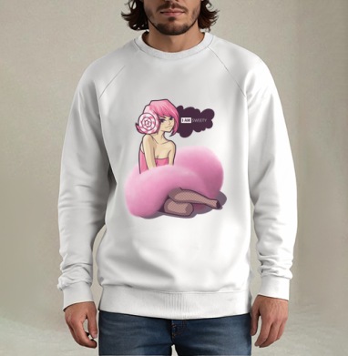 I AM SWEETY / Я сладость, Свитшот мужской белый