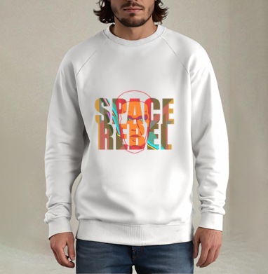 SPACE REBEL — Космический бунтарь с мощным взглядом, Свитшот мужской белый