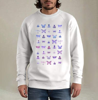 Мотыльки и бабочки, Свитшот мужской белый