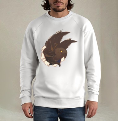 Dark Powerful Eagle Breaking Through Torn Surface Орёл Прорывающийся Через Рваную Поверхность, Свитшот мужской белый
