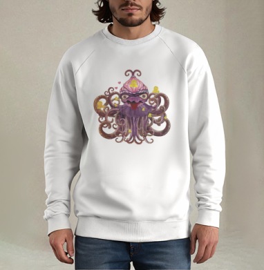 Surreal Octopus / Сюрреалистичный осьминог дружелюбного хаоса трикстер, Свитшот мужской белый