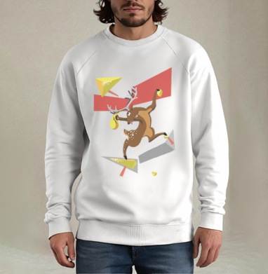 Олень скалолаз, Свитшот мужской белый