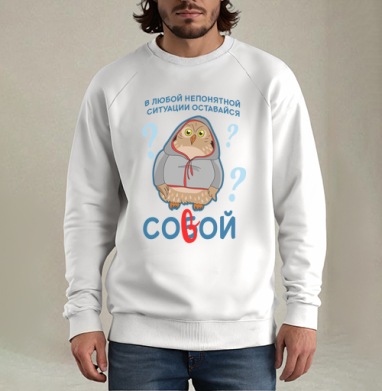 Оставаться совой, Свитшот мужской белый