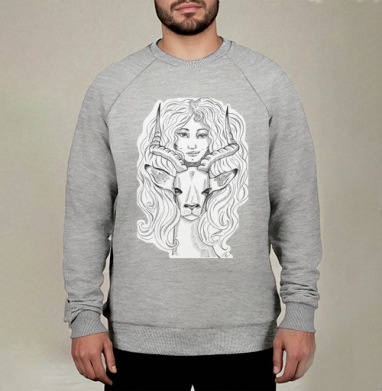 Слияние женщины и антилопы: грация и сила, Свитшот мужской меланж начес/петля