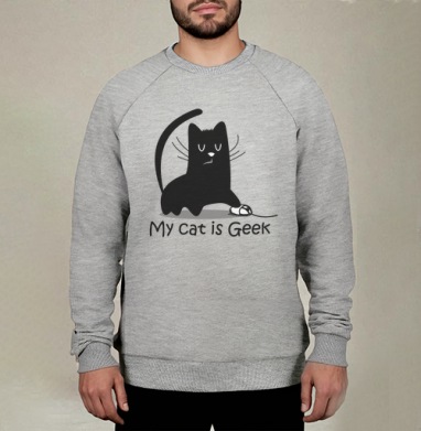 My cat is Geek, Свитшот мужской меланж начес/петля