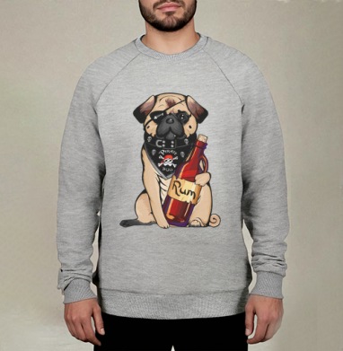Pirate pug, Свитшот мужской меланж начес/петля