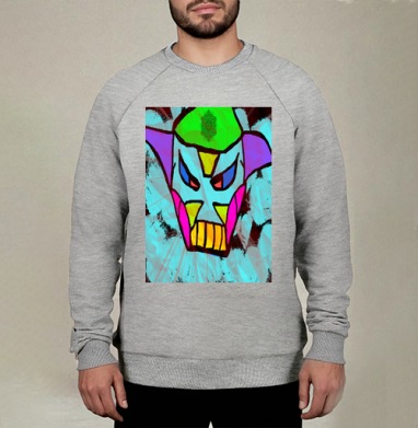 Агрессивная яркая маска в современном стиле, Свитшот мужской меланж начес/петля