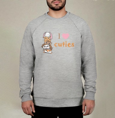 Мягкие милые животные «I ❤️ CUTIES» для детей, Свитшот мужской меланж начес/петля