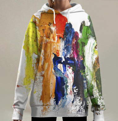 Яркая палитра красок для живописи и творчества на холсте, Hoodie Long Oversize 3D