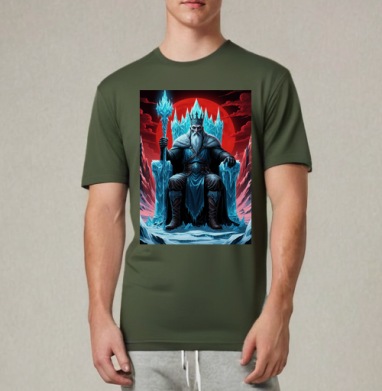 Powerful Eternal Ice King Sitting On Throne - Вечный Ледяной Король Трон - Магазин футболок jestkrd
