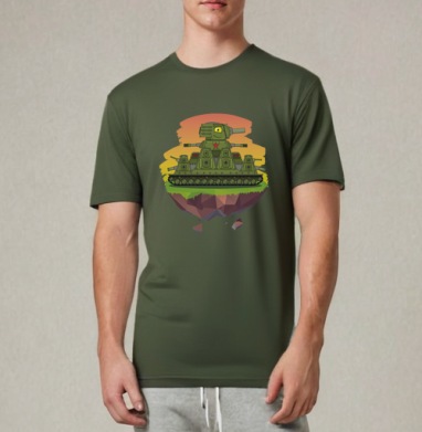 Multi-Turret Soviet Tank / Грозная машина Пали из всех башен!, Футболка мужская REGULAR темный хаки