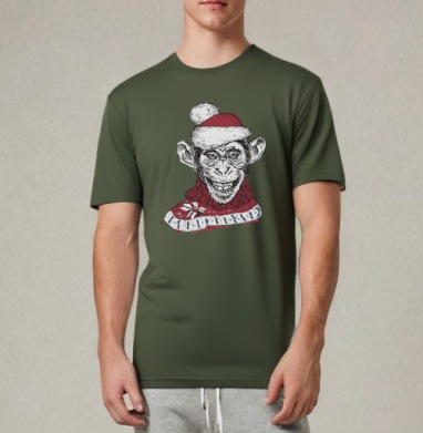 Новогодняя обезьяна, Футболка мужская REGULAR темный хаки
