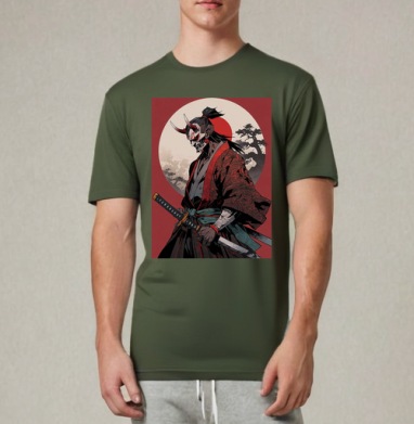 Warrior Demon in Traditional Kimono / Воин демон самурай в маске - Магазин футболок Lessy - Дизайнерские принты