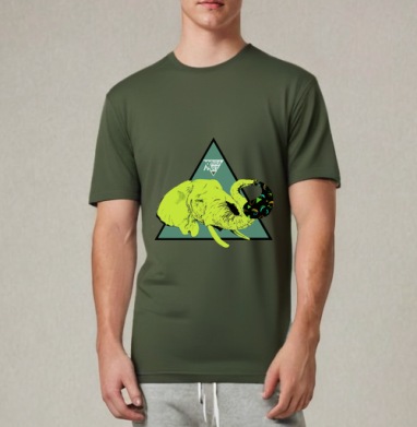 elephant / Слон, Футболка мужская REGULAR темный хаки