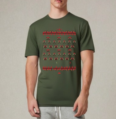 Space invaders a la rus / Космические захватчики а-ля рус, Футболка мужская REGULAR темный хаки