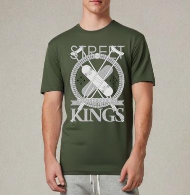 Эмблема STREET Skateboarding Kings – стиль и символизм, Футболка мужская REGULAR темный хаки