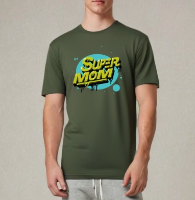 SUPER MOM – Супермаама яркая уверенная мощь драйв, Футболка мужская REGULAR темный хаки