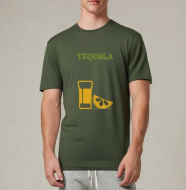 Яркий минималистичный плакат TEQUILA с мексиканским стилем, Футболка мужская REGULAR темный хаки