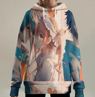 Первая любовь мальчика и девочки нежность сердца, Hoodie Long Oversize 3D
