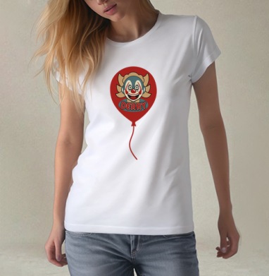 Красный воздушный шарик дерри, Футболка женская белая 180гр