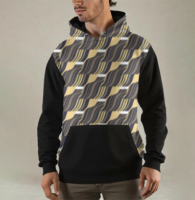 Abstract wave pattern / Абстрактный орнамент бежевый угольный узор, Толстовка мужская Regular 3D