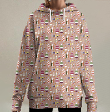 Новогодние ёлки уютная праздничная атмосфера, Hoodie Long Oversize 3D