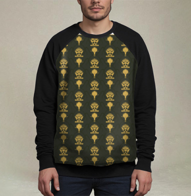 Золотой геометрический узор оливковый художественный декор интерьера, Свитшот мужской 3D / хлопок