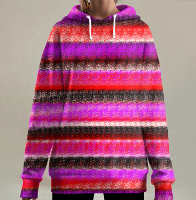 Яркие полосы красный розовый фон, Hoodie Long Oversize 3D