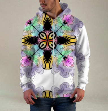 Flower mandala / Цветочная мандала, Толстовка мужская на молнии 3Д полная запечатка