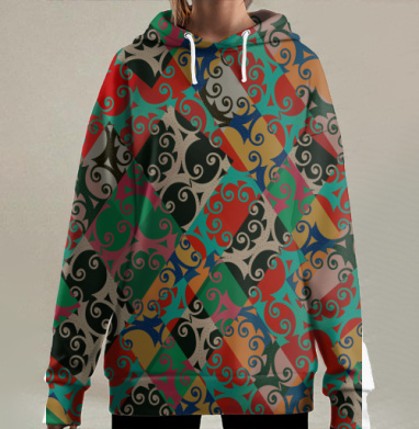 Абстракция. Карусель., Hoodie Long Oversize 3D