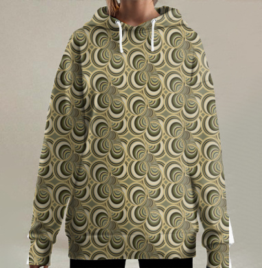Декоративная ткань с оптическим узором в бежевых тонах, Hoodie Long Oversize 3D