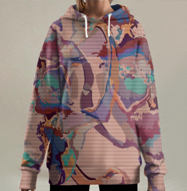 Абстрактный художественный текстиль с гексагональным узором, Hoodie Long Oversize 3D