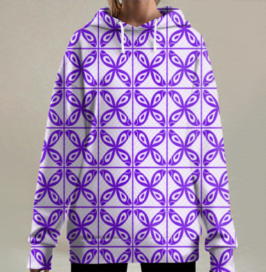 Стильный фиолетовый орнамент для декора, Hoodie Long Oversize 3D