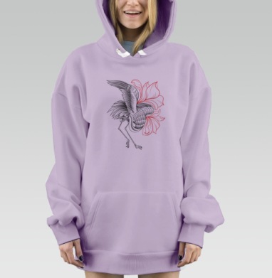 Цапля в танце из красного цветка, Hoodie Mjhigh Dig Mel, Fiolet, утепленная