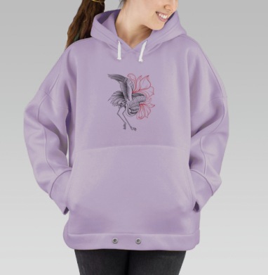 Цапля в танце из красного цветка, Hoodie Oversize Fiolet