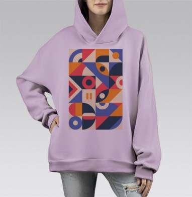 Абстрактный современный геометрический паттерн, Hoodie Mono Fiolet, оверсайз, утепленная