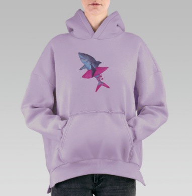 Белая акула-балерина в розовой пачке, Hoodie Oversize Fiolet, утепленная