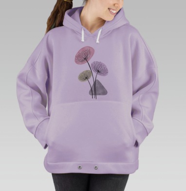 Минималистичная абстракция: изящные цветочные линии, Hoodie Oversize Fiolet
