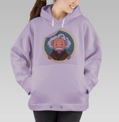 Веселый Эйнштейн с языком и формулой E=mc², Hoodie Oversize Fiolet