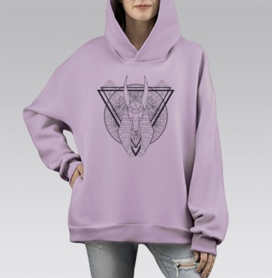 Анубис, Hoodie Mono Fiolet, оверсайз, утепленная