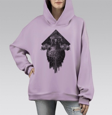 Баран в костюме и разрушение планеты, Hoodie Mono Fiolet, оверсайз, утепленная