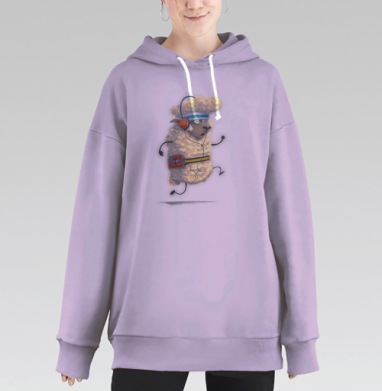 Энергичный бег овечки в спортивной повязке, Hoodie Long Oversize Fiolet