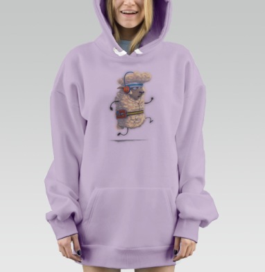 Энергичный бег овечки в спортивной повязке, Hoodie Mjhigh Dig Mel, Fiolet, утепленная