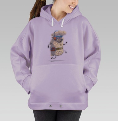 Энергичный бег овечки в спортивной повязке, Hoodie Oversize Fiolet