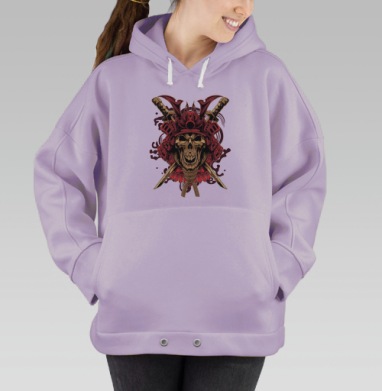 Череп самурая с катанами в боевом шлеме, Hoodie Oversize Fiolet