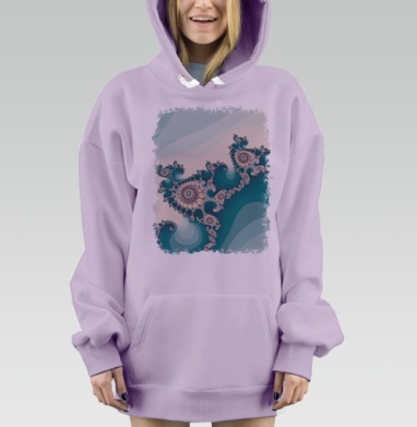 Бирюзовый фрактал, Hoodie Mjhigh Dig Mel, Fiolet, утепленная