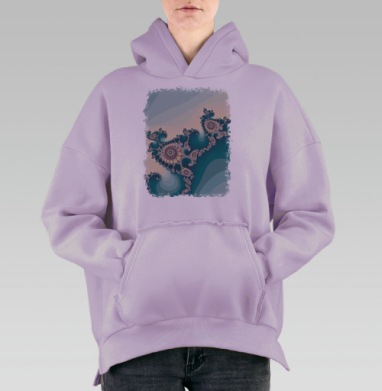 Бирюзовый фрактал, Hoodie Oversize Fiolet, утепленная